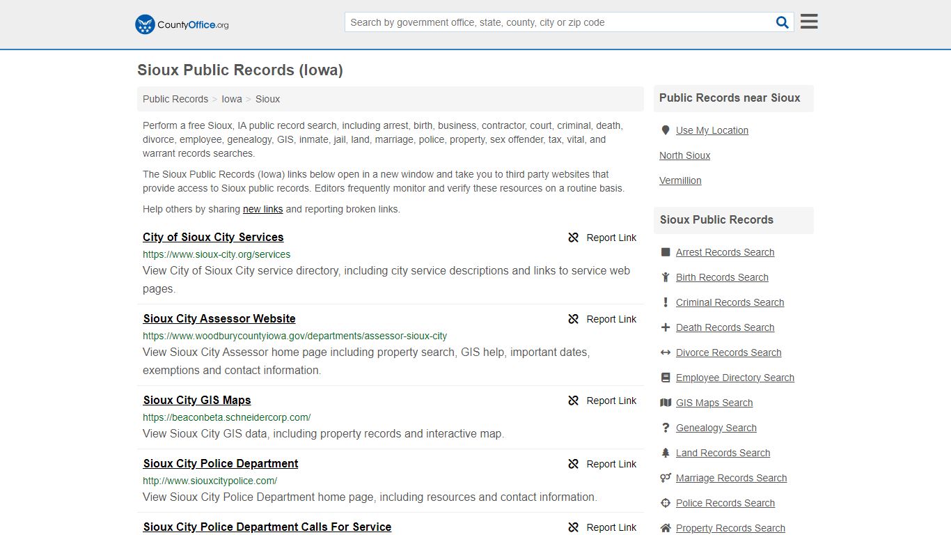 Public Records - Sioux, IA (Business, Criminal, GIS, Property & Vital ...
