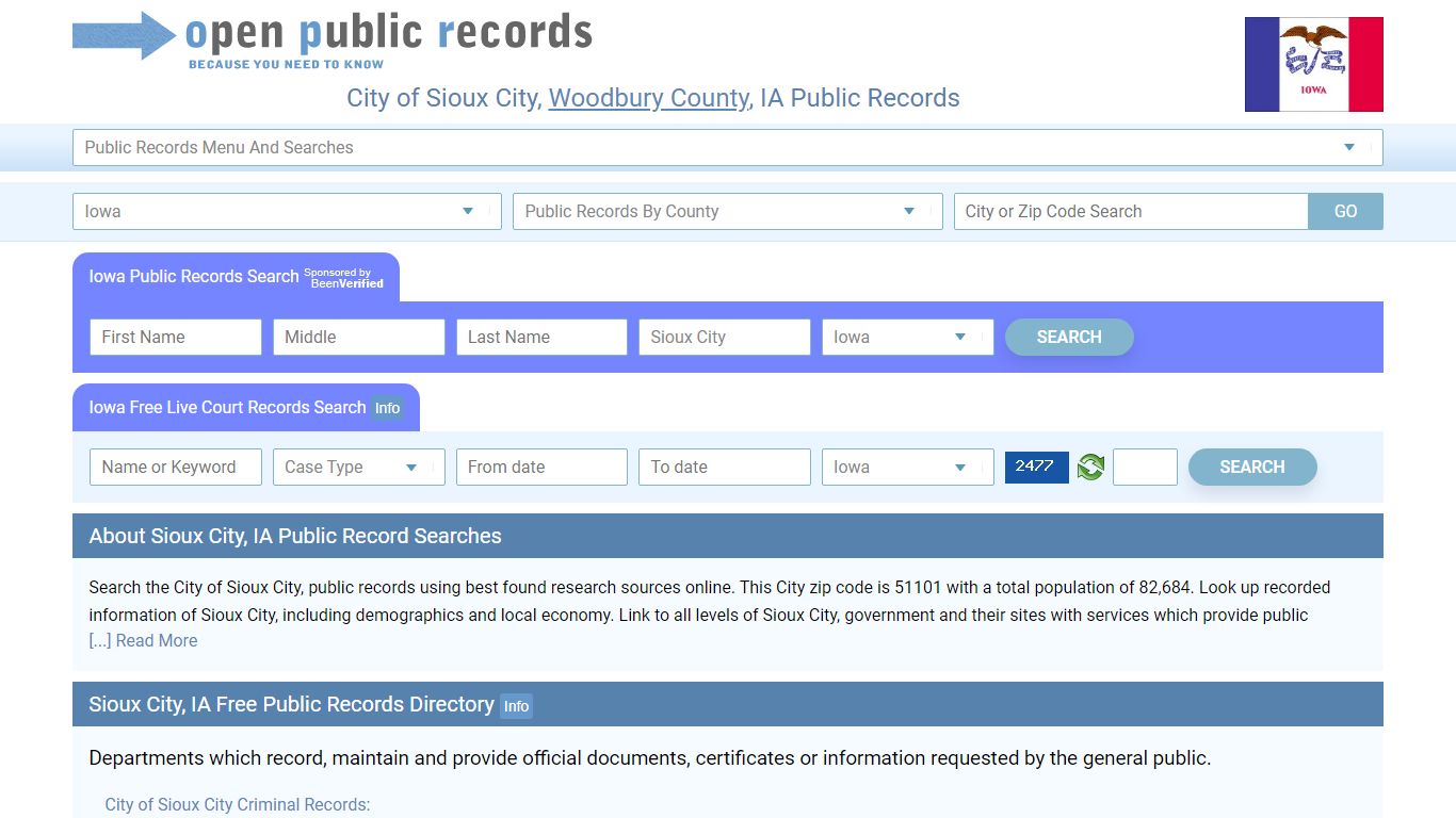 Sioux City, IA Free Public Records | Criminal | Arrests | Court Search