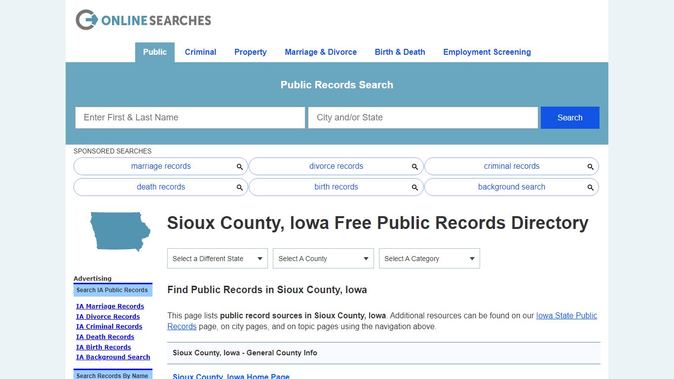 Sioux County, Iowa Public Records Directory - OnlineSearches.com