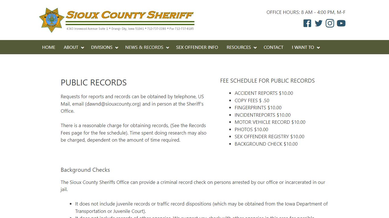 Public Records – Sioux County Sheriff